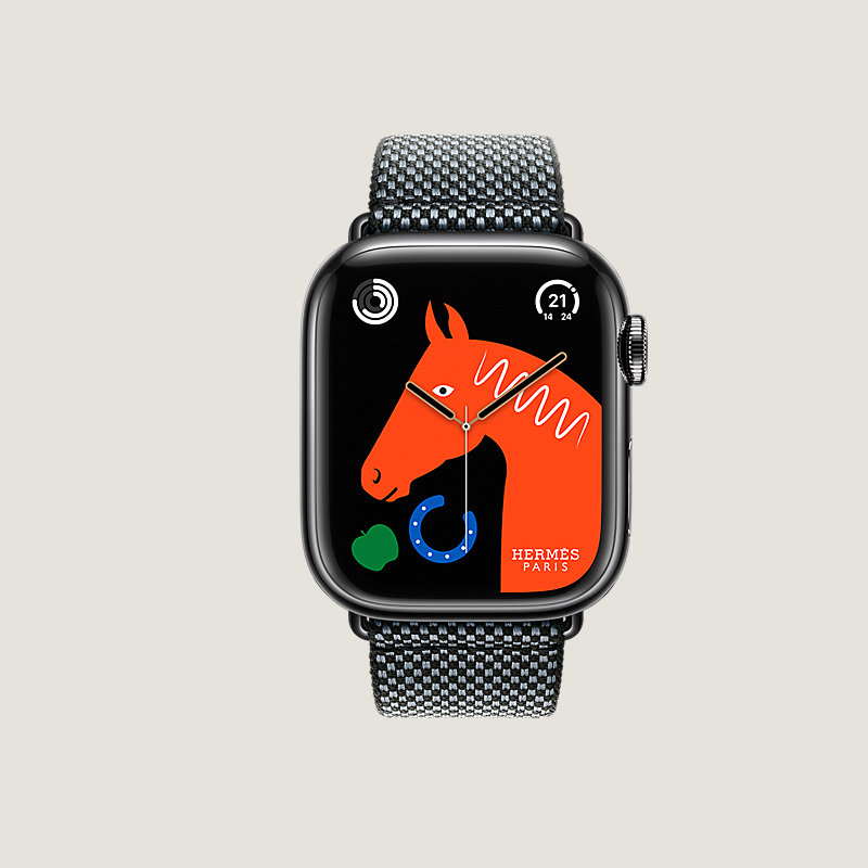 Gehäuse Series 9 Space Black & Armband Apple Watch Hermès Single 